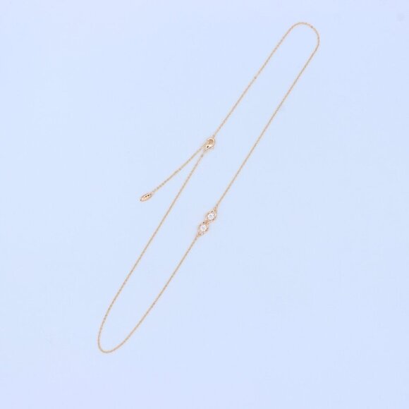 "Rose Gold Necklace with Twin Stone Leaf Pendant, Elegant Design, XPNL1874 - Picture 9 of 14